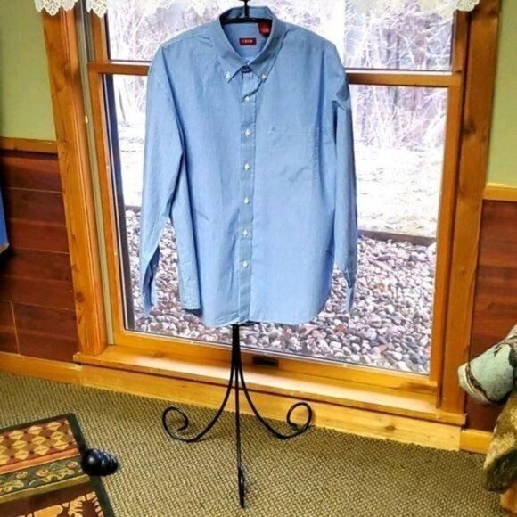 Izod Luxury Sport Embroidered Logo Pocket Striped Button Down Sz L Shirt - Picture 1 of 8